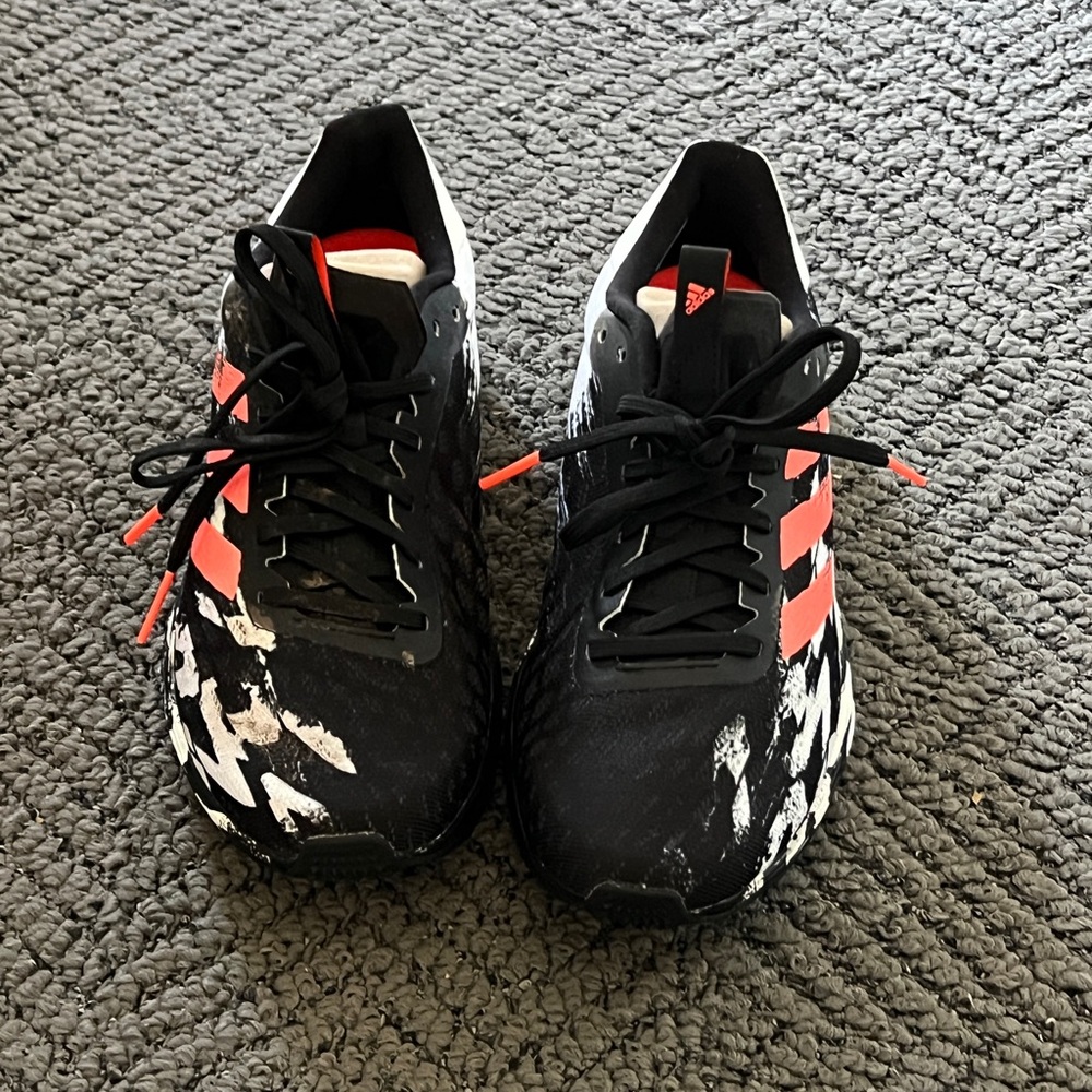 Adidas SL20 Lightstrike Black and White Shoes with Pink Stripes